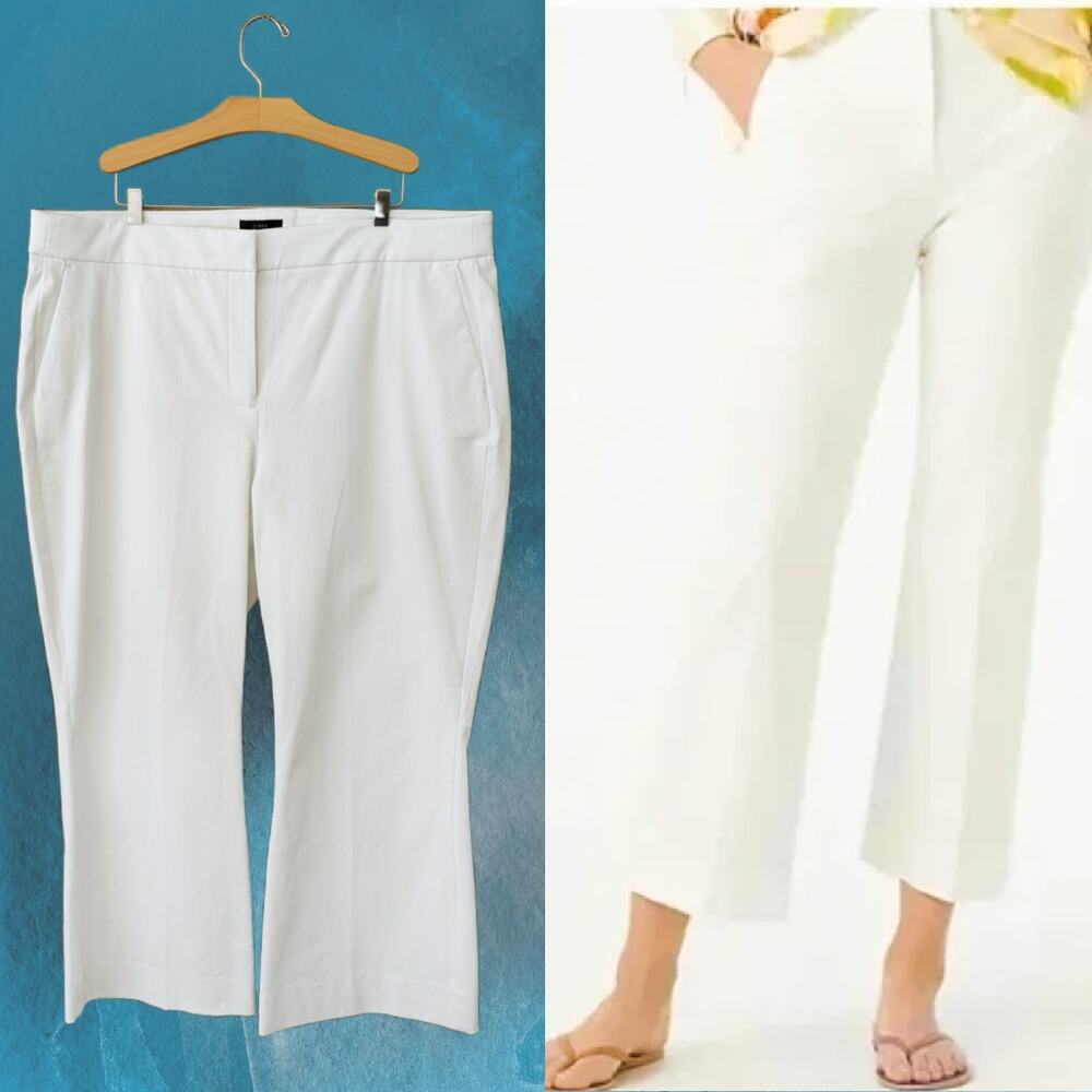 J CREW Hayden Kickout Crop Pant in Bi-Stretch Cotton Ivory SIze 18 Mini Flare